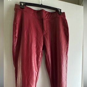 Dark Red Faux Leather Pants